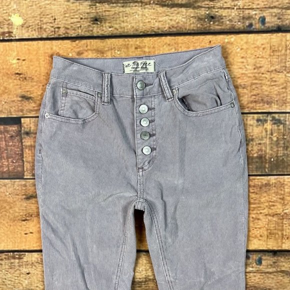 We The Free People Sun Chaser Corduroy Pants Size 24 Frosted Lilac Button Skinny - Picture 6 of 12